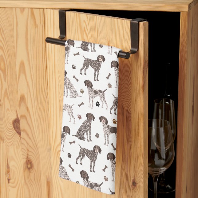 Paño De Cocina German Shorthaired Pointer Dog Bone and Paw Print  (Pliegue de tercios)