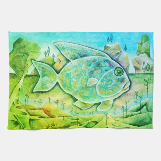 Paño De Cocina Geschirrtuch mit fantastischem Fisch (Horizontal)