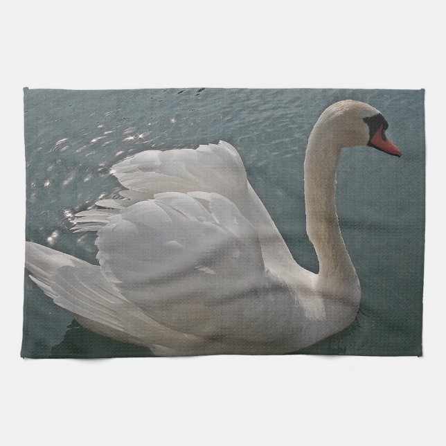 Paño De Cocina Geschirrtuch stolzer Schwan mit Lichtsternchen (Horizontal)
