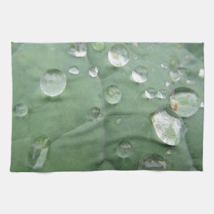 Paño De Cocina Geschirrtuch Wassertropfen auf grau-grünem Blatt