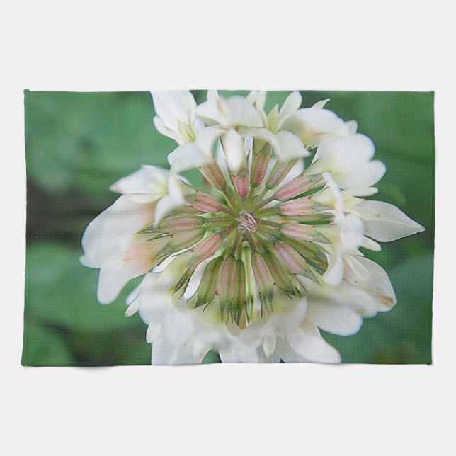 Paño De Cocina Geschirrtuch weiss-rosa Kleeblume (Horizontal)