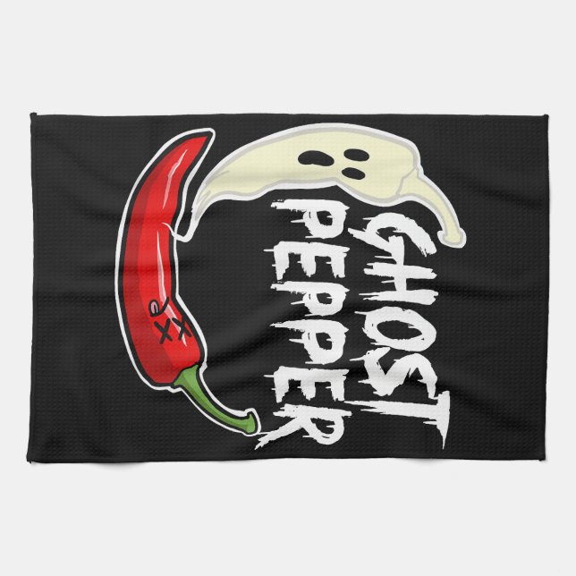 Paño De Cocina Ghost Pepper Funny Spicny Hot Halloween Ghost Pepp (Horizontal)