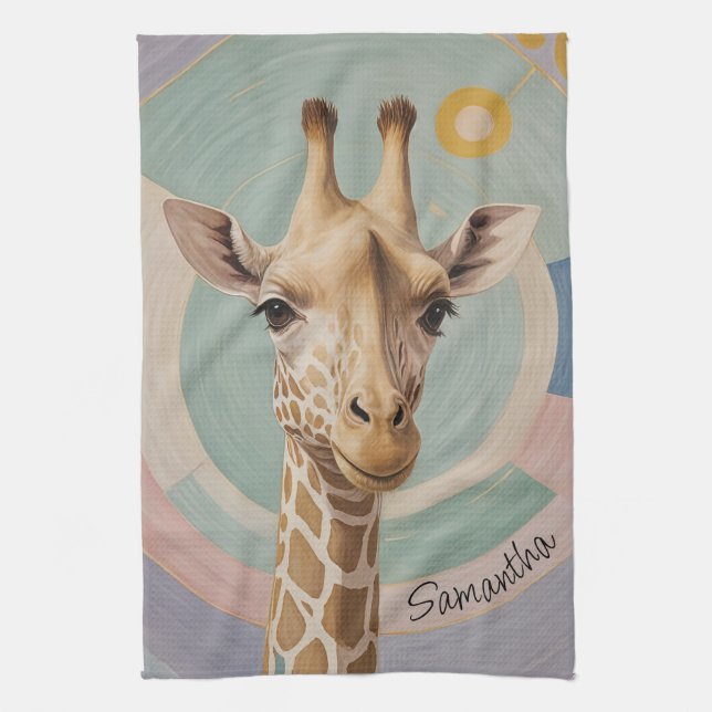Paño De Cocina Gigante suave: Pastel Giraffe (Vertical)