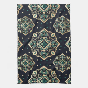Paño De Cocina Gilded Emerald Mandala