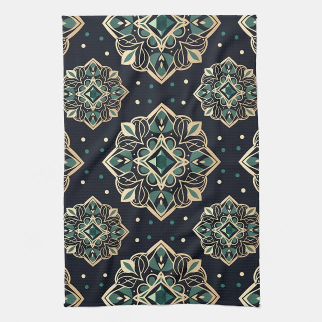 Paño De Cocina Gilded Emerald Mandala (Vertical)