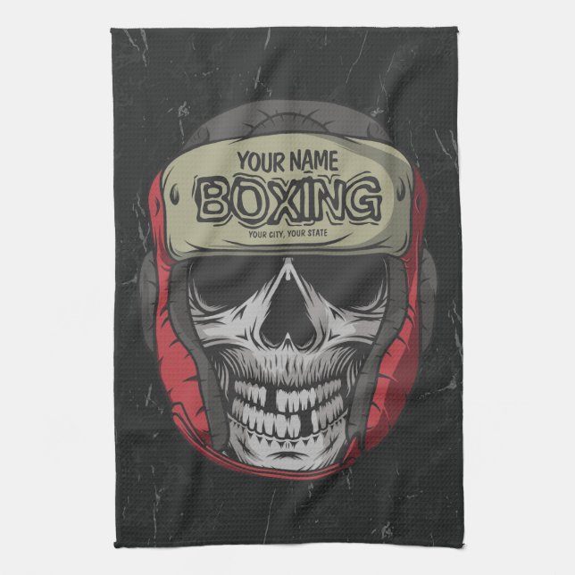 Paño De Cocina Gimnasio de Boxer Fight Club Skeleton Boxing Perso (Vertical)