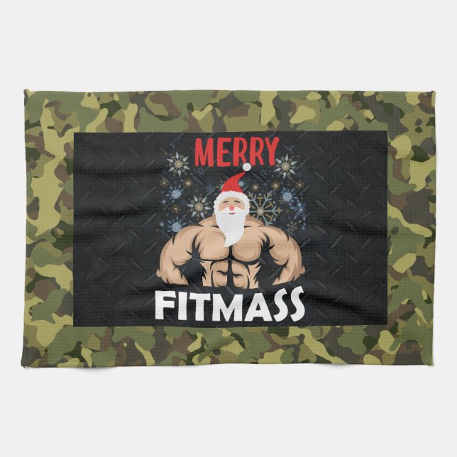 Paño De Cocina Gimnasio de halterofilia Camo para Navidades de Fi (Horizontal)