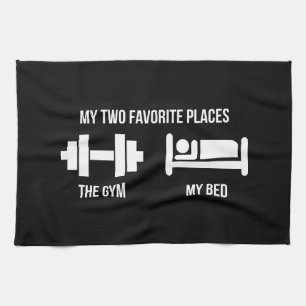Paño De Cocina Gimnasio y cama - pictograma divertido del dibujo