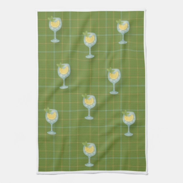 Paño De Cocina Gin Lover Plaid Tea Towel – Olive  & Ivory  (Vertical)
