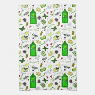 Paño De Cocina Gin y Tonic Lover Gafas de cóctel ilustradas