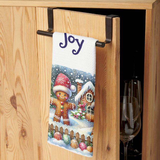 Paño De Cocina Gingerbread Family Snowy Christmas Scene (Pliegue de tercios)