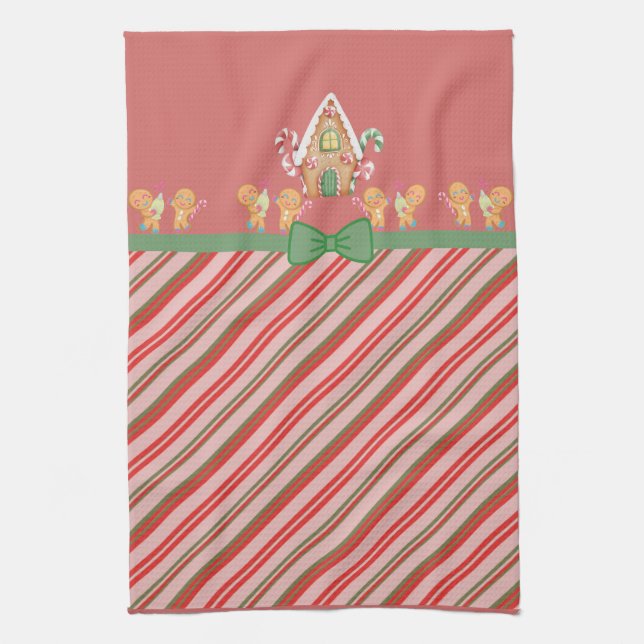 Paño De Cocina Gingerbread House y Gingerbread Men (Vertical)