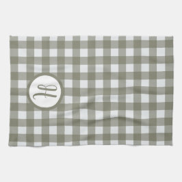 Paño De Cocina Gingham First Monogram Sage Green Checks