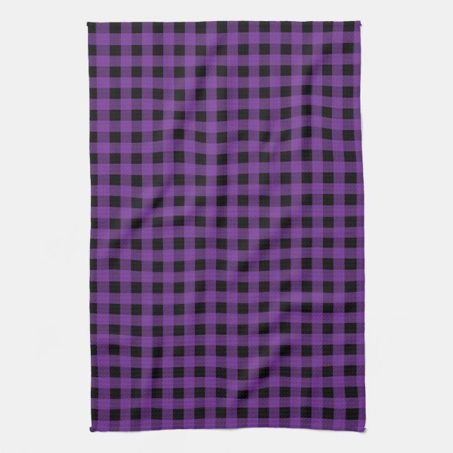 Paño De Cocina Gingham Grape y Black (Vertical)