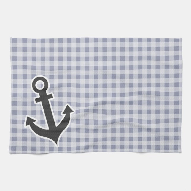 Paño De Cocina Gingham gris-azul; Anchor (Horizontal)