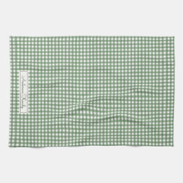 Paño De Cocina Gingham Pattern in Green with Name