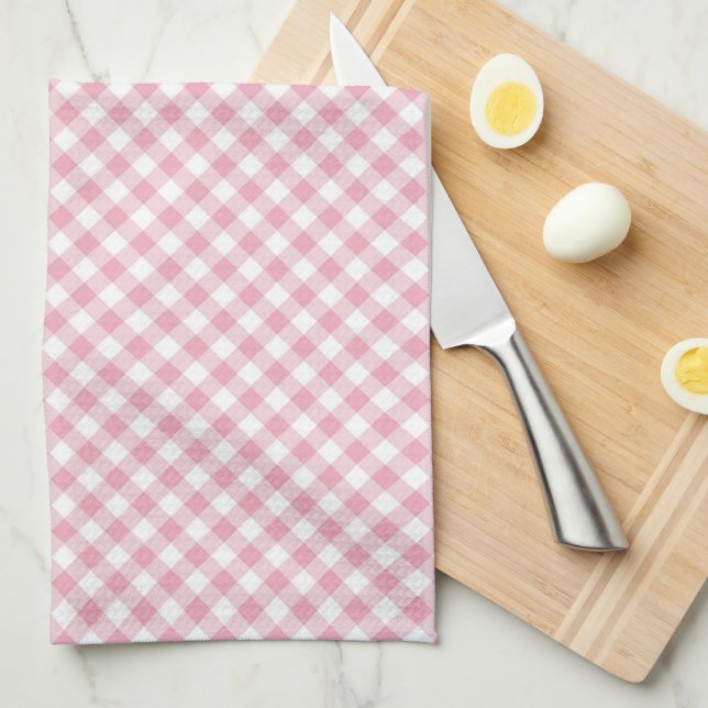 Paño De Cocina Gingham Pink Simple (Doblado Cuarto)