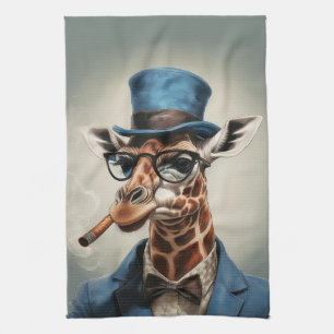 Paño De Cocina Girafa en el sombrero superior y chaqueta