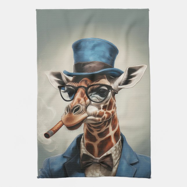 Paño De Cocina Girafa en el sombrero superior y chaqueta (Vertical)