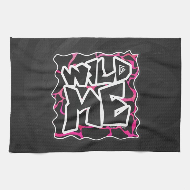 Paño De Cocina Giraffe Impresión rosa y negra caliente (Horizontal)