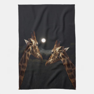 Paño De Cocina Giraffe Love In The Moonlight,