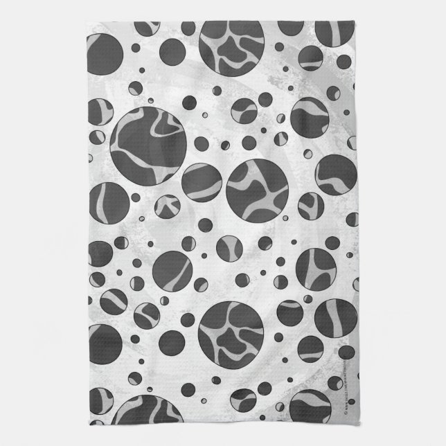 Paño De Cocina Giraffe Polka Dot Black and Light Gray Print (Vertical)