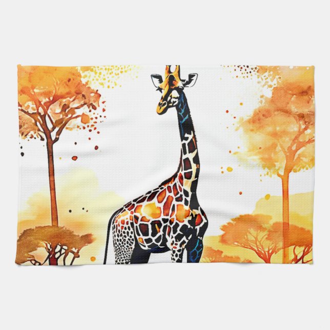 Paño De Cocina Giraffe Savannah Art (Horizontal)