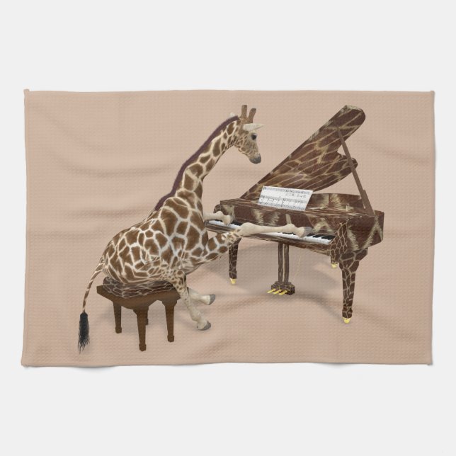 Paño De Cocina Giraffe Talentosa juega al Grand Piano (Horizontal)
