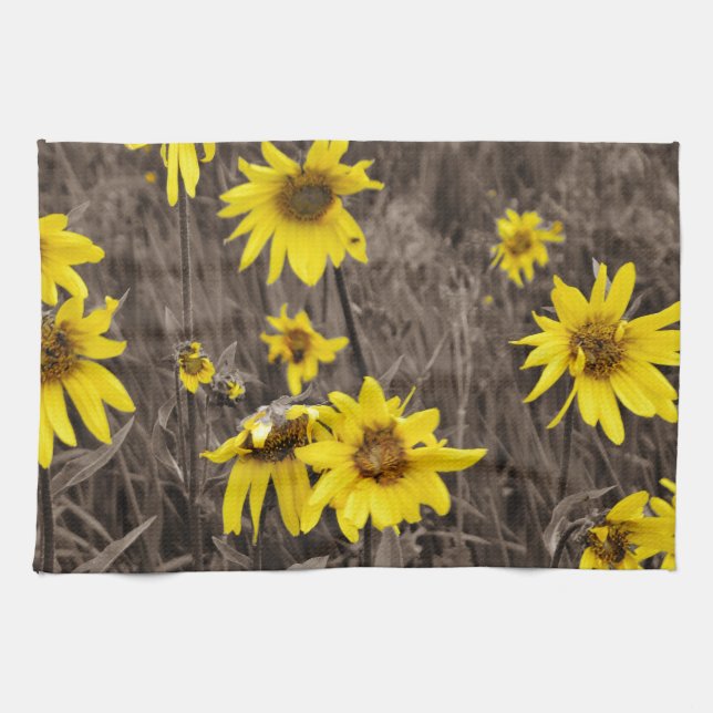 Paño De Cocina Girasol en la Montaña Rocosa (Horizontal)
