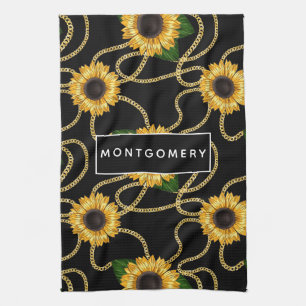 Paño De Cocina Girasoles Amarillos Elegantes Patrón con Estilo so