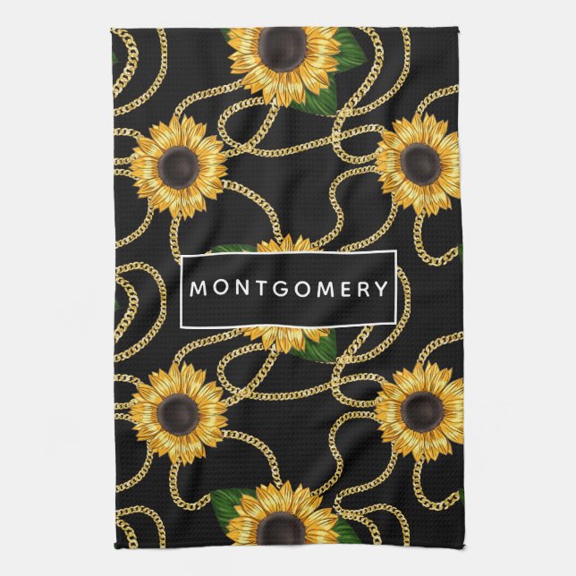 Paño De Cocina Girasoles Amarillos Elegantes Patrón con Estilo so (Vertical)