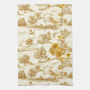 Paño De Cocina Girasoles Campo Antiguo Toile Amarillo (3)