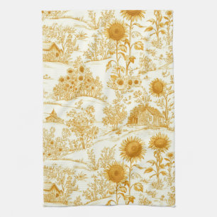 Paño De Cocina Girasoles Campo Toile Amarillo Vintage