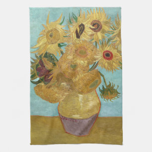 Paño De Cocina Girasoles de Van Gogh - Impresionismo Azul y Amari