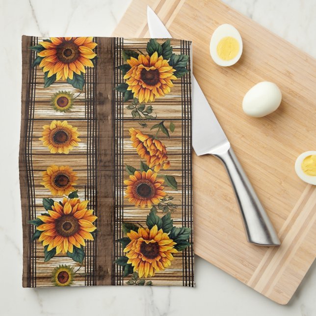 Paño De Cocina Girasoles Rústicos de Campo (Doblado Cuarto)