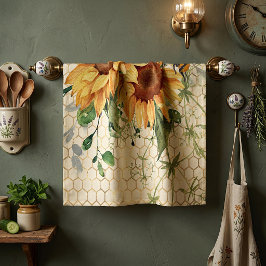 Paño De Cocina Girasoles y abejas 