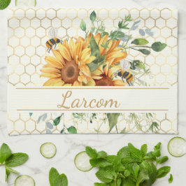 Paño De Cocina Girasoles y abejas personalizados