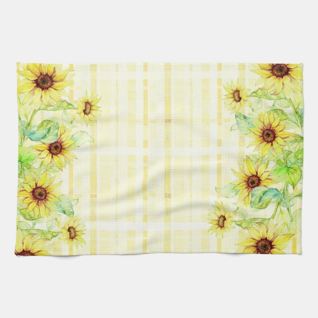 Paño De Cocina Girasoles y cuadros (Horizontal)