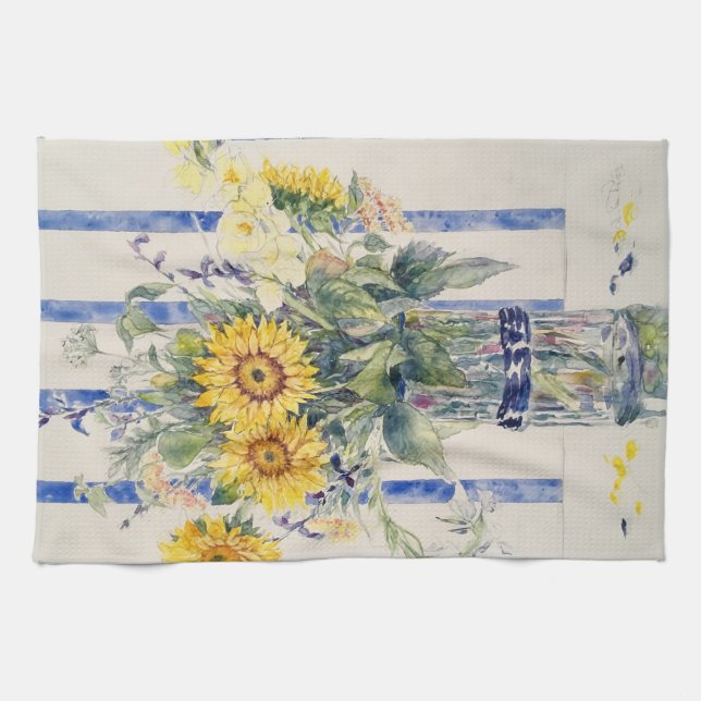 Paño De Cocina Girasoles y rayas (Horizontal)
