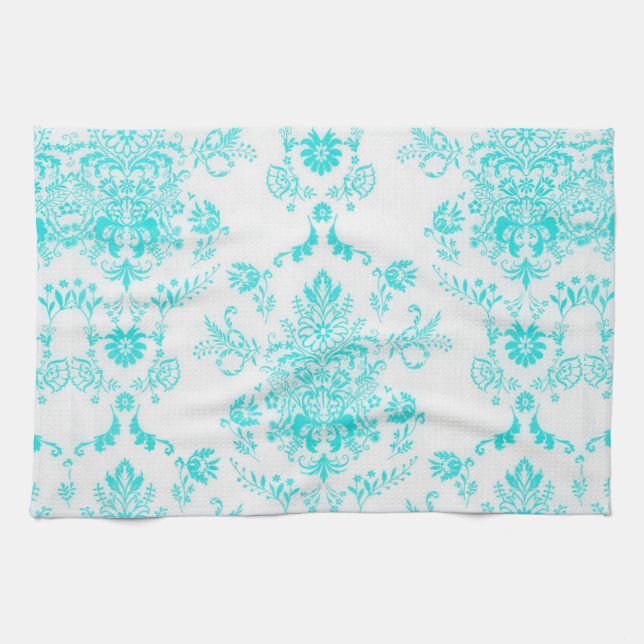 Paño De Cocina Girly Aqua Damask (Horizontal)