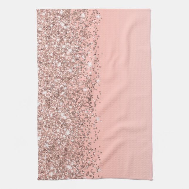 Paño De Cocina Giro Rosa Oro Confetti Gradiente Rosa Ombre (Vertical)