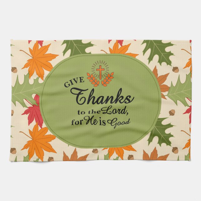 Paño De Cocina Give Thanks to the Lord | Personalized Fall  (Horizontal)