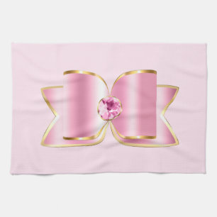 Paño De Cocina Glam Bow rosa con piedra angular