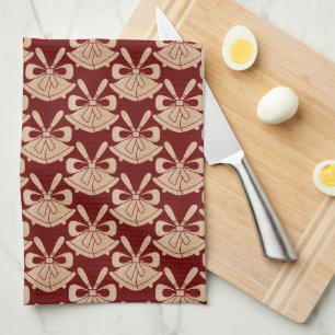 Paño De Cocina Glam Gold Purpurina campanas sobre Navidades rojos