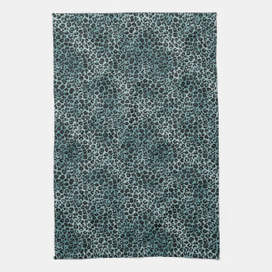 Paño De Cocina Glam Turquoise Verde azulado Leopardo azul Print O