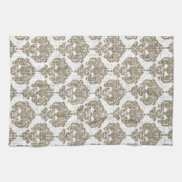 Paño De Cocina Glamor Rústico Damasco Real Burlap Chic Moderno