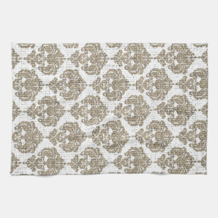 Paño De Cocina Glamor Rústico Damasco Real Burlap Chic Moderno