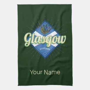 Paño De Cocina Glasgow UK City Scotland Retro Bagpipes Vintage