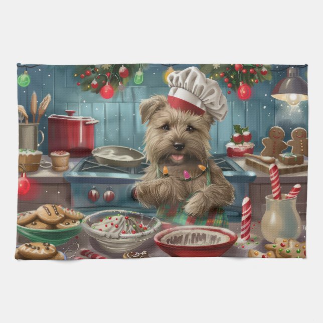 Paño De Cocina Glen of Imaal Terrier Holiday Baking: Festividad (Horizontal)