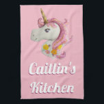 Paño De Cocina Globo de unicornio rosa personalizado Girona<br><div class="desc">Añade algo de magia a tu cocina con esta divertida toalla de cocina personalizada. Esta toalla de plato es un gran regalo de bienvenida para los amantes del unicornio. Presenta un fondo rosa, una imagen de un globo de helio en forma de unicornio y tu nombre o mensaje corto. (Tenga...</div>